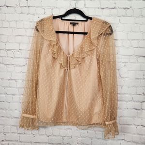 J.Crew Long Sleeve Sheer Clip Dot Blouse in Bronze Clay Women's S